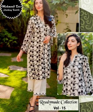 MEHMOOD TEX VOL 15 OFF WHITE READYMADE TUNIC COLLECTION