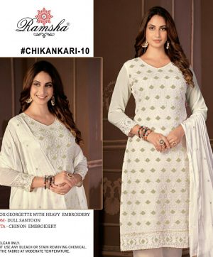 RAMSHA FASHION CHIKANKARI 10 PAKISTANI SUITS IN INDIA