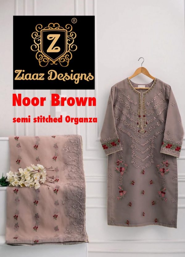 ZIAAZ DESIGNS NOOR BROWN PAKISTANI SUITS IN INDIA