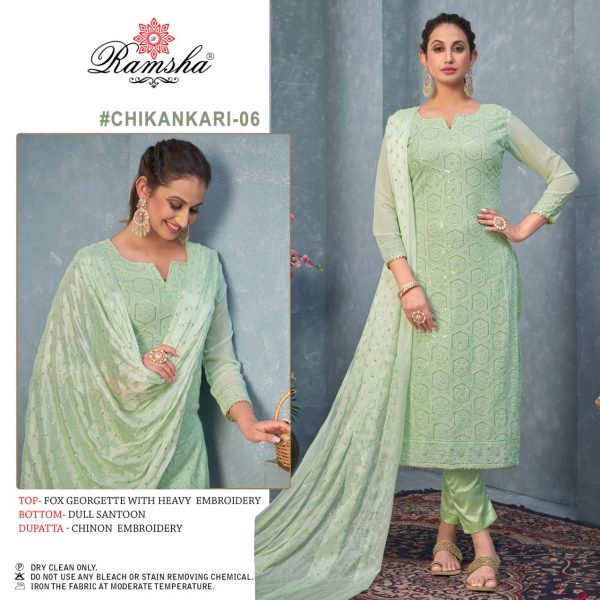 RAMSHA FASHION CHIKANKARI 06 PAKISTANI SUITS IN INDIA