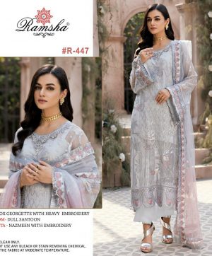 RAMSHA FASHION R 447 PAKISTANI SUITS MANUFACTURER