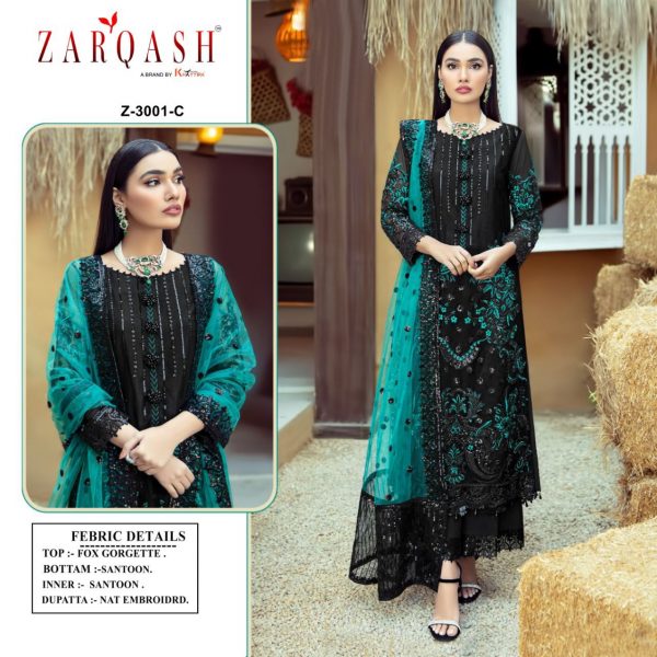 ZARQASH Z 3001 C PAKISTANI SUITS MANUFACTURER