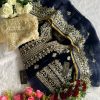 ZIAAZ DESIGNS NAVY BLUE MIRROR VELVET PAKISTANI SUITS