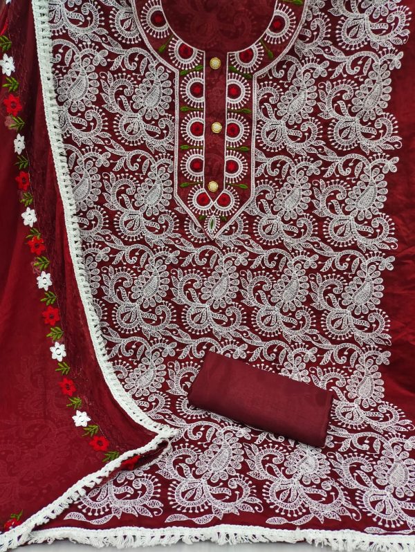 DESIGNER SUITS CHANDERI LUCKNOWI CHIKEN WORK 01