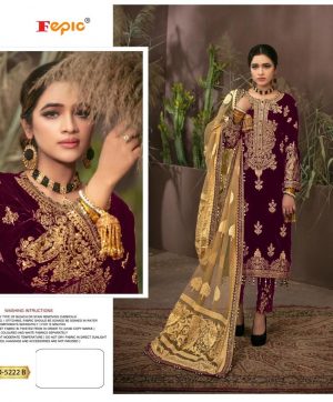 FEPIC D 5222 B ROSEMEEN VELVET PAKISTANI SUITS IN INDIA