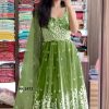 HK 1472 GREEN READYMADE GOWN MANUFACTURER