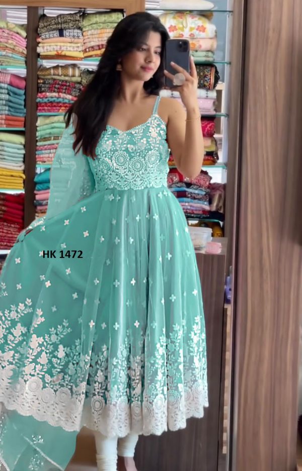 HK 1472 SKY BLUE READYMADE GOWN MANUFACTURER