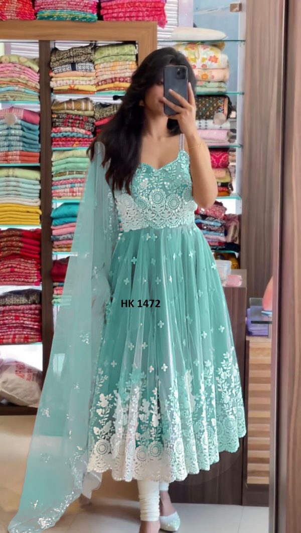 HK 1472 SKY BLUE READYMADE GOWN MANUFACTURER