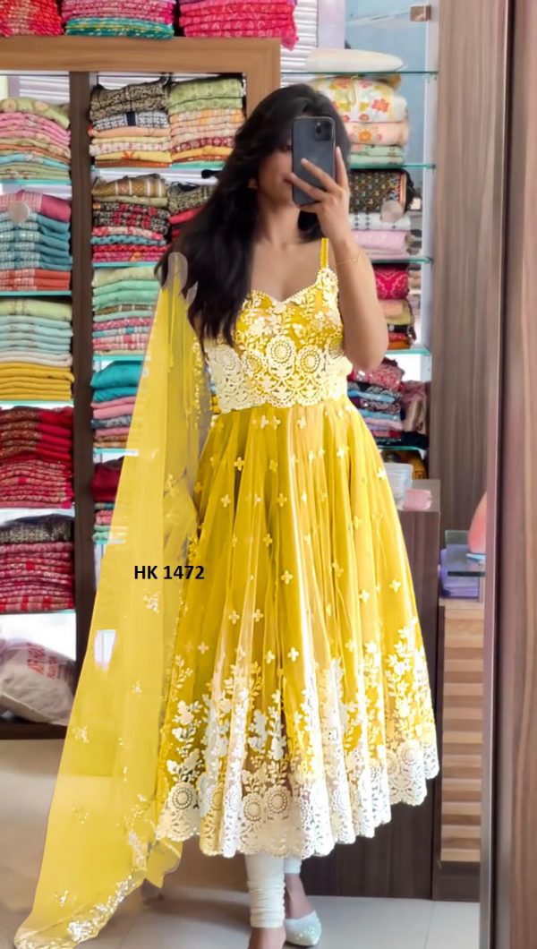 HK 1472 YELLOW READYMADE GOWN MANUFACTURER