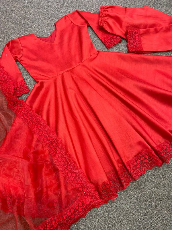 HK 1478 RED READYMADE GOWN WHOLESALER