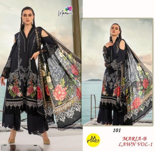 MAAHIRI 101 M PRINTS MARIA B LAWN VOL 1 PAKISTANI SUITS