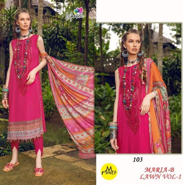 MAAHIRI 103 M PRINTS MARIA B LAWN VOL 1 PAKISTANI SUITS