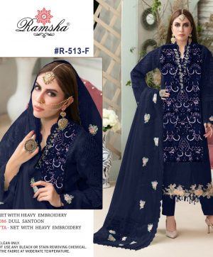 RAMSHA FASHION R 513 F PAKISTANI SUITS MANUFACTURER