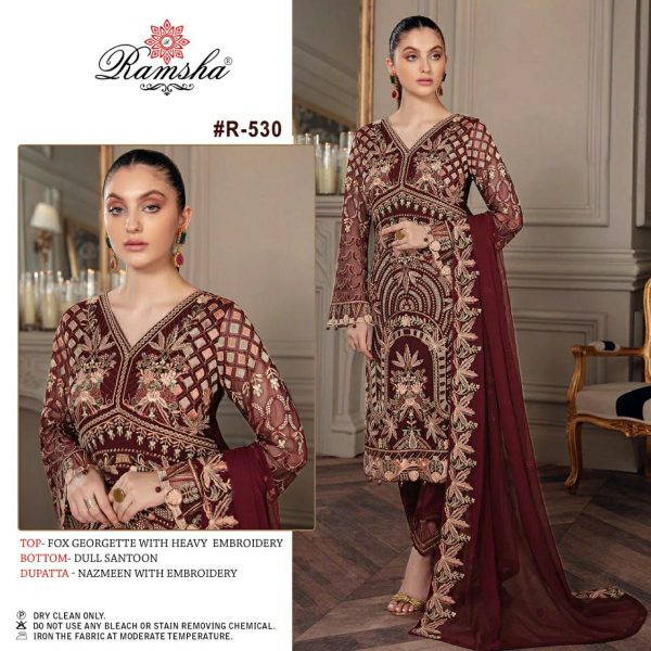 RAMSHA FASHION R 530 PAKISTANI SUITS MANUFACTURER