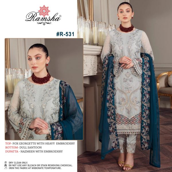 RAMSHA FASHION R 531 PAKISTANI SUITS MANUFACTURER