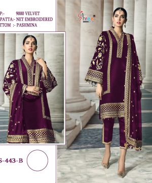 SHREE FABS S 443 B VELVET PAKISTANI SUITS IN INDIA