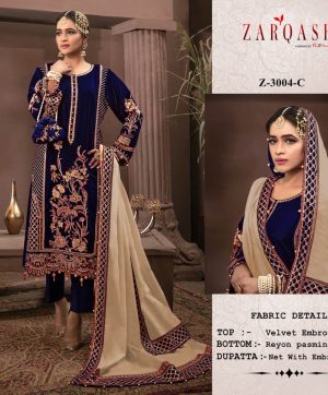 ZARQASH Z 3004 C READYMADE VELVET PAKISTANI SUITS