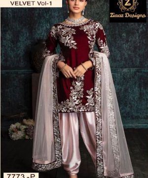 ZIAAZ 7773 P MARIA B VOL 1 PAKISTANI VELVET SUITS IN INDIA