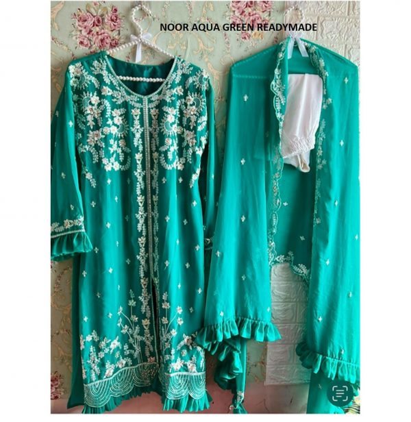 ZIAAZ DESIGNS NOOR AQUA GREEN READYMADE PAKISTANI SUITS