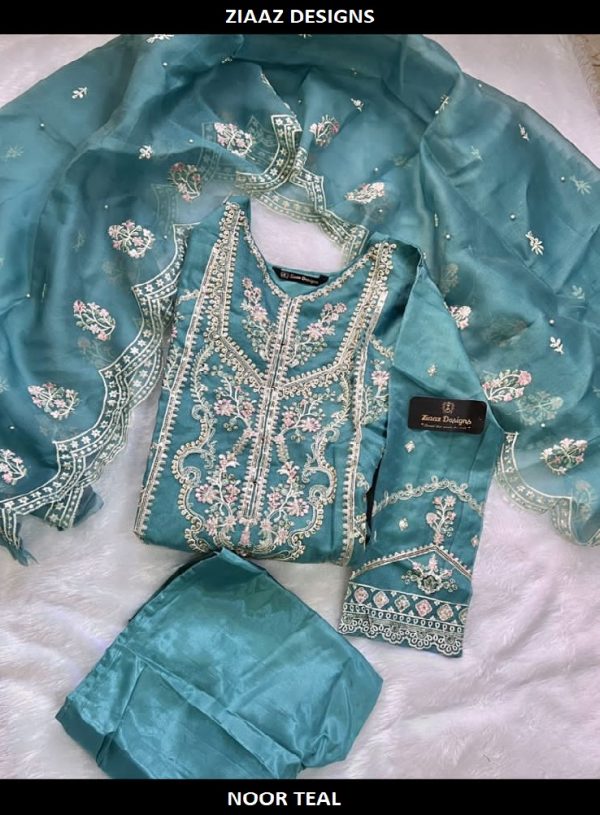 ZIAAZ DESIGNS NOOR TEAL READYMADE PAKISTANI SUITS