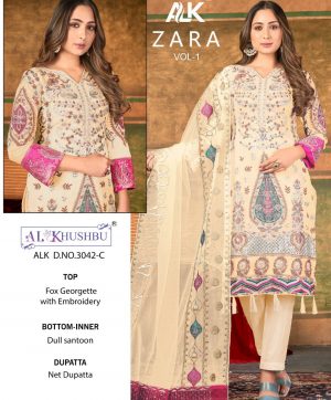 AL KHUSHBU 3042 C ZARA VOL 1 PAKISTANI SUITS IN INDIA