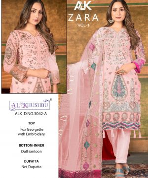 AL KHUSHBU 3042 A ZARA VOL 1 PAKISTANI SUITS IN INDIA