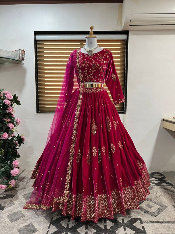 DESIGNER VELVET LEHENGA CHOLI IN WHOLESALE PRICE 02