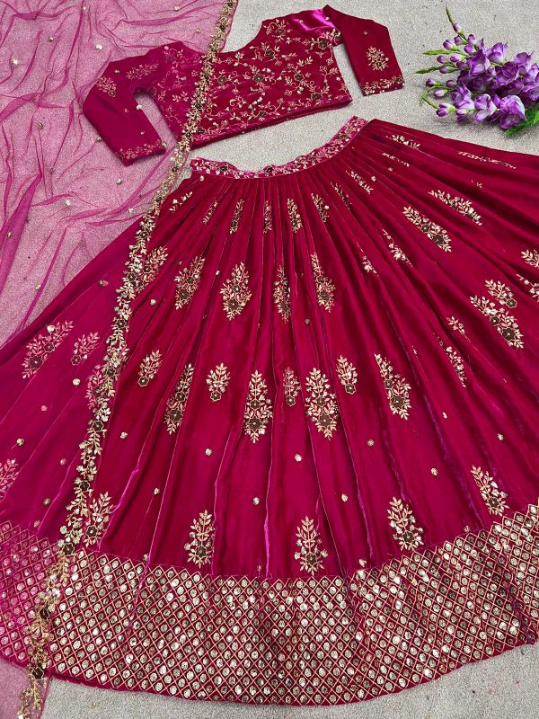 DESIGNER VELVET LEHENGA CHOLI IN WHOLESALE PRICE 02