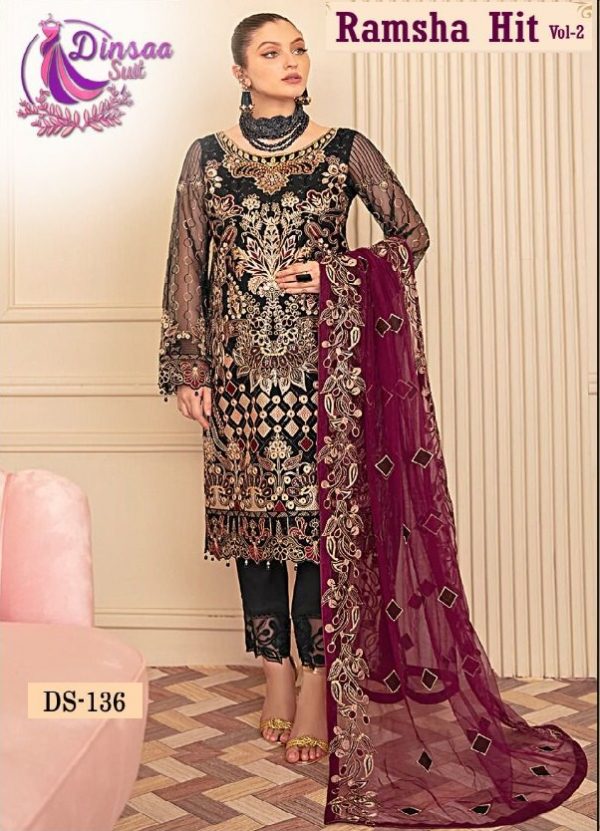 DINSAA SUIT DS 136 RAMSHA HIT VOL 2 PAKISTANI SUITS