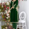 KALAM CREATION 1115 GREEN READYMADE VELVET TUNIC