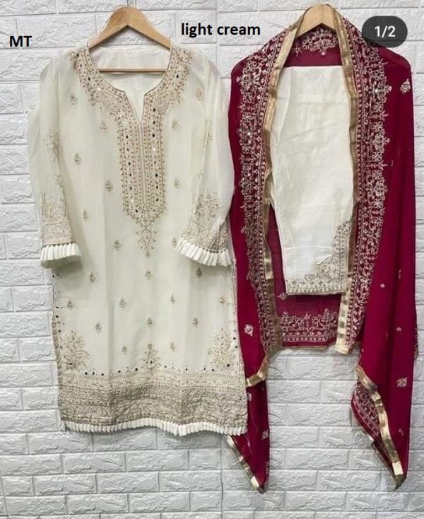 MEHBOOB TEX LIGHT CREAM PAKISTANI SUITS MANUFACTURER