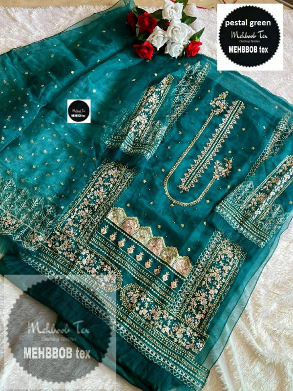 MEHBOOB TEX PESTAL GREEN PAKISTANI SUITS IN INDIA