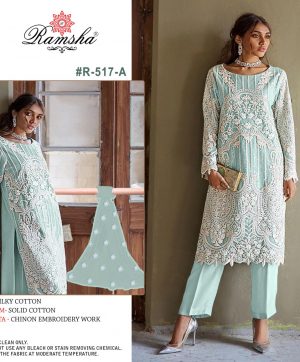 RAMSHA FASHION R 517 A PAKISTANI SUITS MANUFACTURER