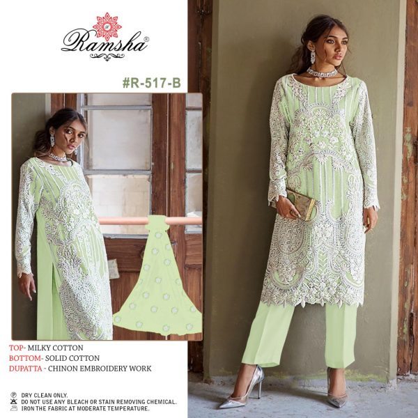 RAMSHA FASHION R 517 B PAKISTANI SUITS MANUFACTURER