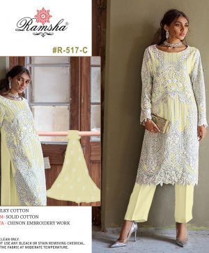 RAMSHA FASHION R 517 C PAKISTANI SUITS MANUFACTURER