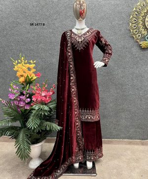 SHREE HARI SR 1477 B READYMADE VELVET SUITS