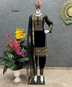 SHREE HARI SR 1483 A READYMADE VELVET SUITS MANUFACTURE