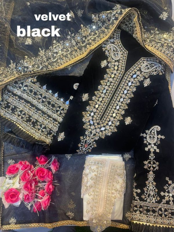 VS FASHION BLACK VELVET PAKISTANI SUITS IN INDIA