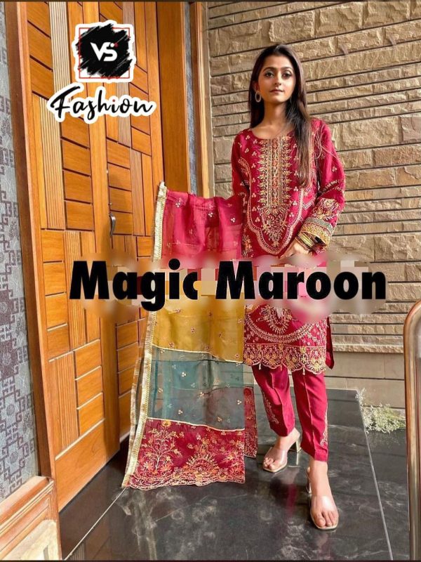 VS FASHION MAROON PAKISTANI SUITS MANUFACTURER