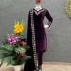 WINE VELVET SALWAR KAMEEZ WHOLESALER