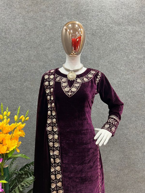 WINE VELVET SALWAR KAMEEZ WHOLESALER