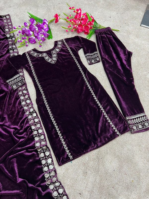 WINE VELVET SALWAR KAMEEZ WHOLESALER