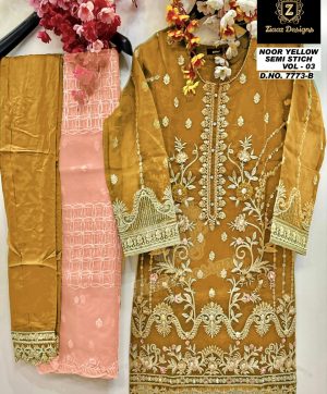 ZIAAZ 7773 B NOOR YELLOW VOL 3 PAKISTANI SUITS IN INDIA