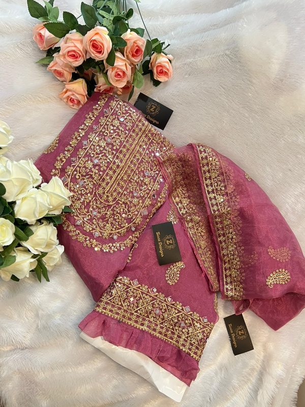 ZIAAZ DESIGNS NOOR RED COLOUR PINK VOL 3 PAKISTANI SUITS