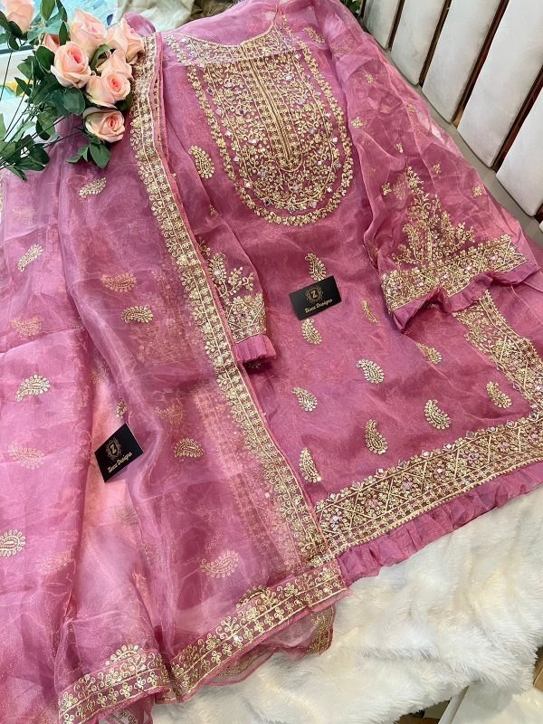 ZIAAZ DESIGNS NOOR RED COLOUR PINK VOL 3 PAKISTANI SUITS