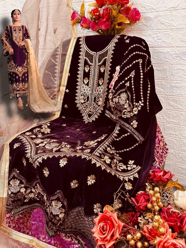 FEPIC D 5244 B ROSEMEEN VELVET PAKISTANI SUITS