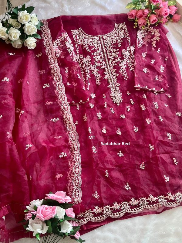 MEHBOOB TEX SADABHAR RED PAKISTANI SUITS