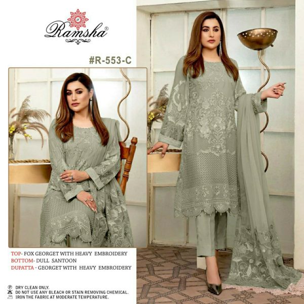 RAMSHA FASHION R 533 C PAKISTANI SUITS MANUFACTURER