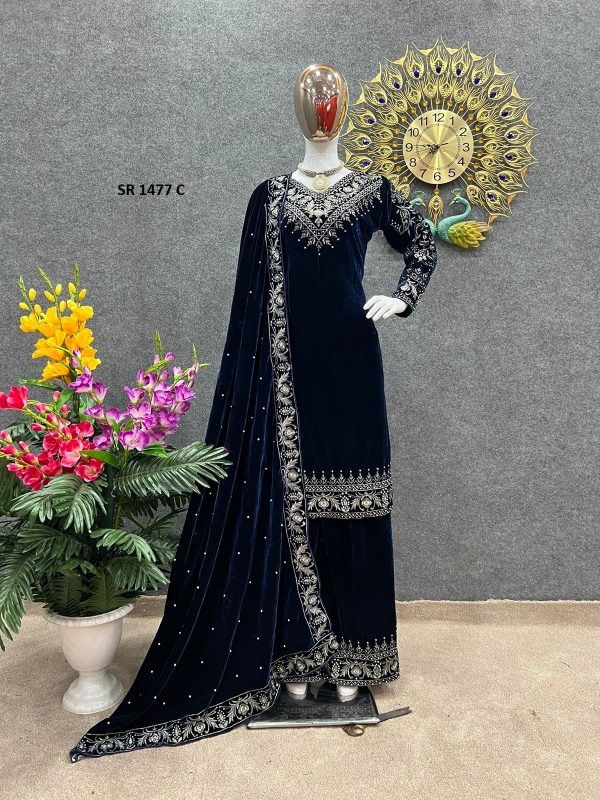 SHREE HARI SR 1477 C READYMADE VELVET SUITS