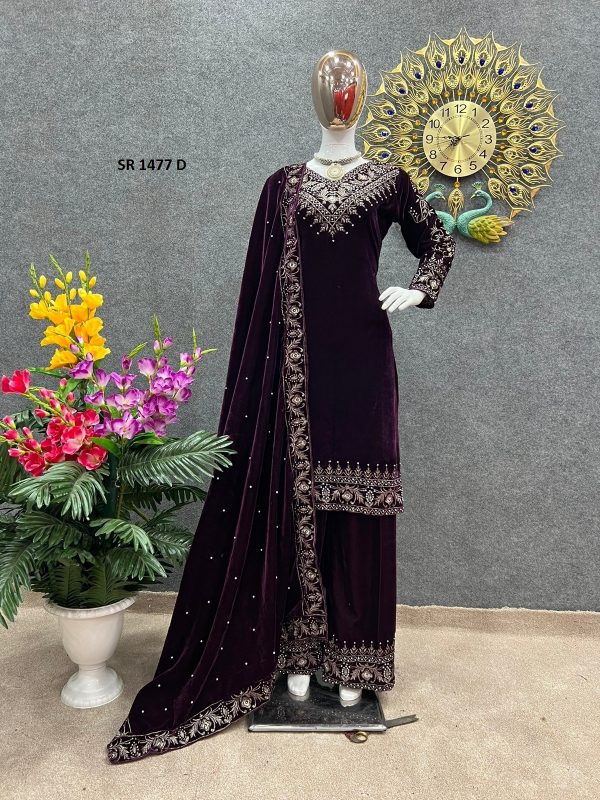 SHREE HARI SR 1477 D READYMADE VELVET SUITS